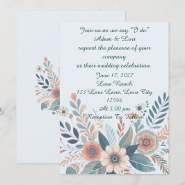 Convites Casamento Floral Boêmio Romântico