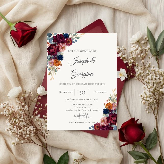 Convites Casamento floral Boho (Criador carregado)