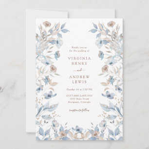Convites Casamento Floral Boho Azul