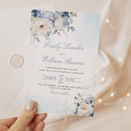 Convites Casamento Floral Boho Boho Dusty Blue Watercolor