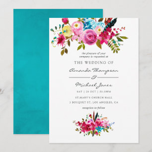 Convites Casamento Floral Boho Chic Aquarela