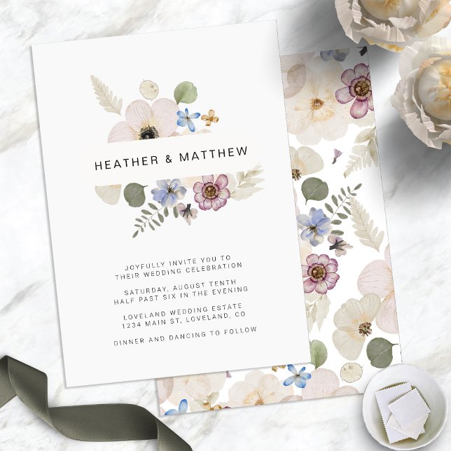 Convites Casamento Floral Boho Chic Moderno (Boho Chic Modern Floral Wedding Invitation by Painted Paperie
)