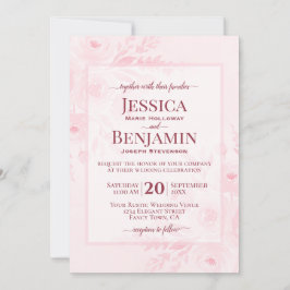 Convites Casamento Floral Boho Chic Rosa Elegante