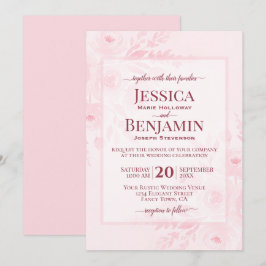 Convites Casamento Floral Boho Chic Rosa Elegante