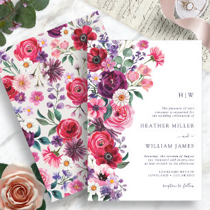 Convites Casamento Floral Boho Colorido