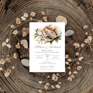 Convites Casamento Floral Boho com aliança