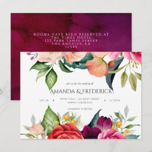 Convites Casamento Floral Boho com Aquarela