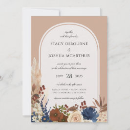 Convites Casamento Floral Boho de Pampas Grass Watercolor