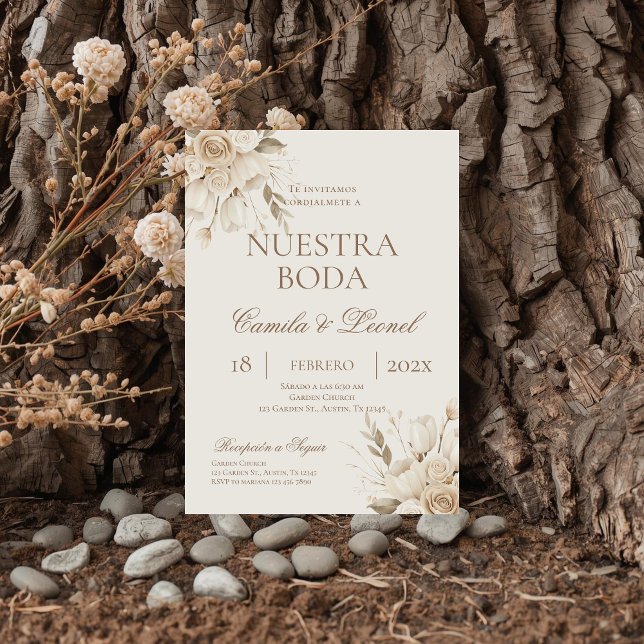 Convites Casamento Floral Boho em Espanhol (Criador carregado)
