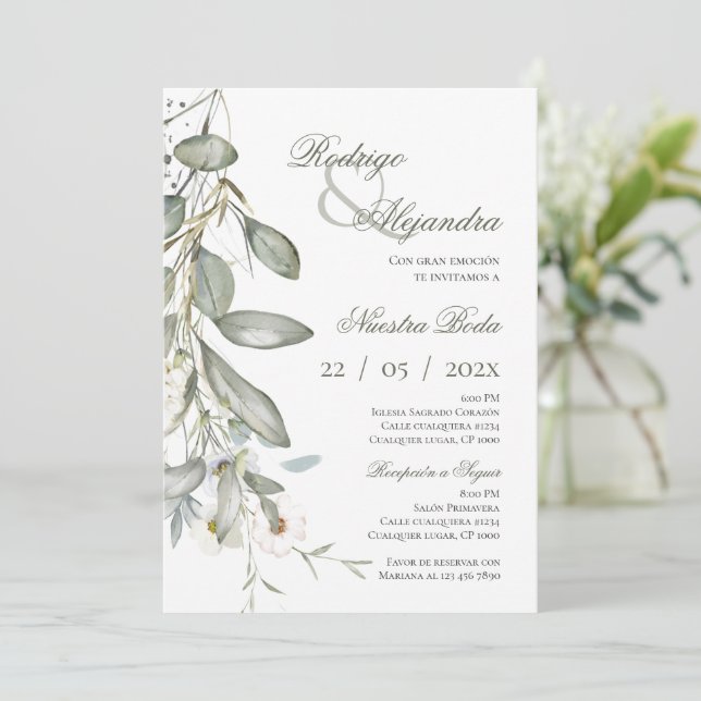 Convites Casamento Floral Boho Espanhol (Em pé/Frente)