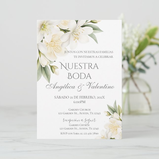 Convites Casamento Floral Boho Espanhol (Em pé/Frente)