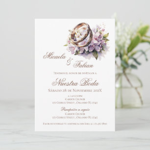 Convites Casamento Floral Boho Espanhol com anel
