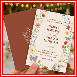 Convites Casamento Floral Boho Laranja Queimada Terracota