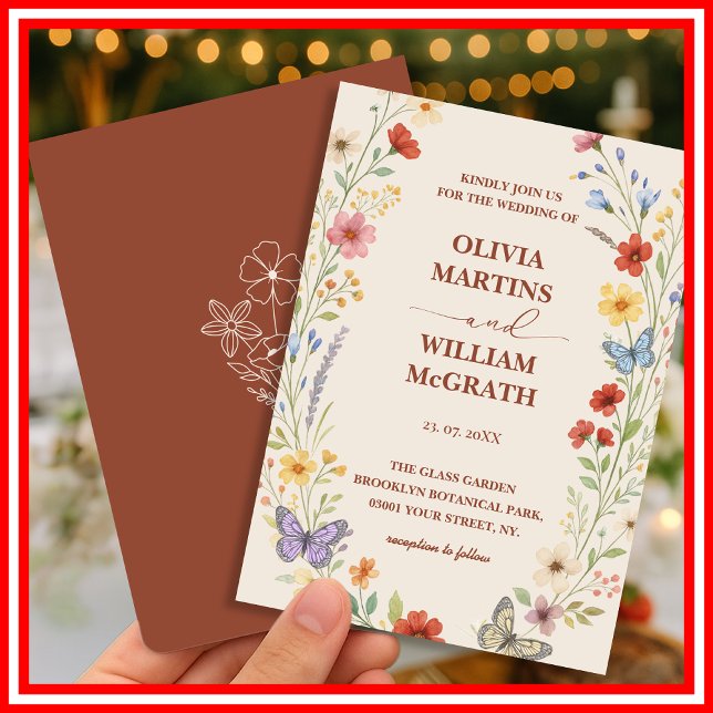 Convites Casamento Floral Boho Laranja Queimada Terracota (Criador carregado)
