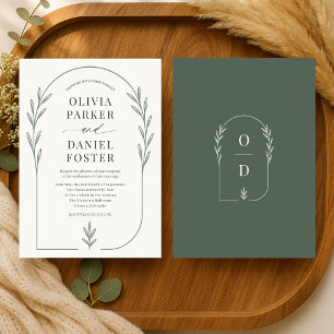 Convites Casamento Floral Boho Marfim Verde Salvia Minimali