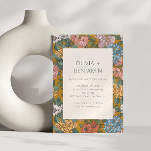 Convites Casamento Floral Boho Moderno Amarelo Verde Terros