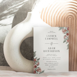 Convites Casamento Floral Boho Outono Terracota