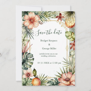 Convites Casamento floral boho palmeiras Havaí Tropical 