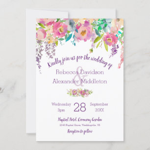 Convites Casamento Floral Boho Pastel