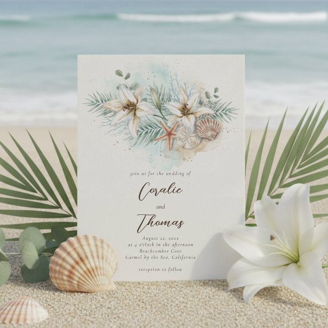 Convites Casamento Floral Boho Praia Tropical (Criador carregado)