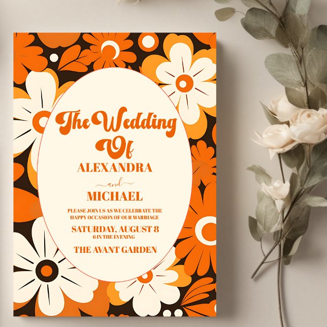Convites Casamento Floral Boho Retro (Criador carregado)
