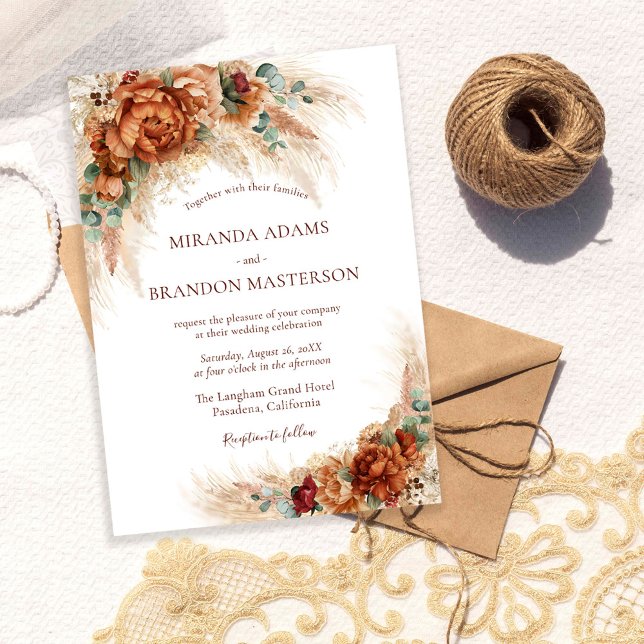 Convites Casamento Floral Boho Romântico Elegante (Criador carregado)