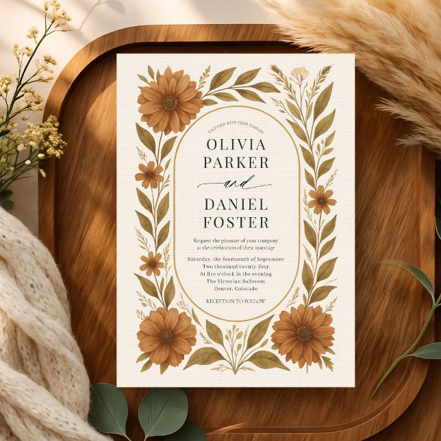 Convites Casamento Floral Boho Rústico (Criador carregado)