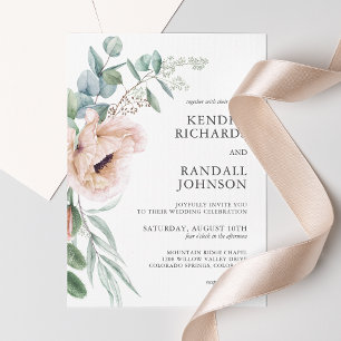 Convites Casamento Floral Boho Rústico com Verde