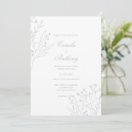 Convites Casamento Floral Boho Silver Corner