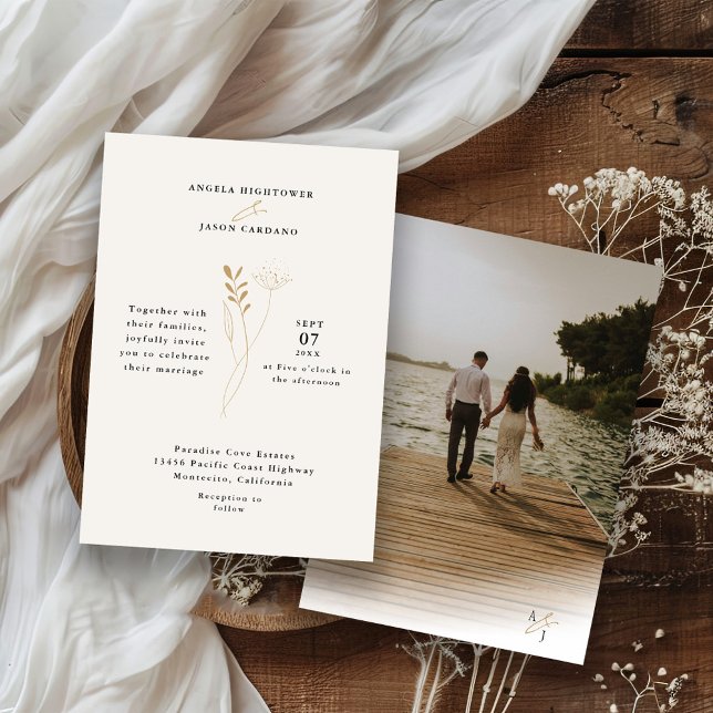 Convites Casamento Floral Boho Simples Moderno  (Criador carregado)
