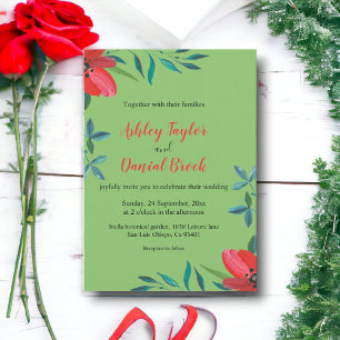 Convites Casamento Floral Boho Summer Boho Rosa vermelha Sa