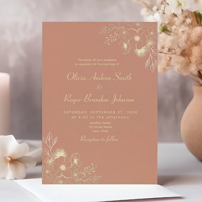 Convites Casamento Floral Boho Terracota (Criador carregado)
