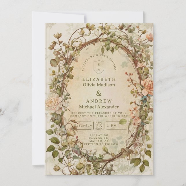 Convites Casamento Floral Boho Tons Terrosos Modernos (Frente)