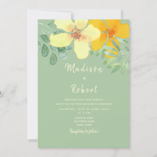 Convites Casamento Floral Boho Verde Sage