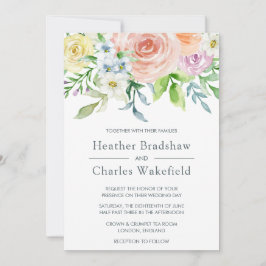 Convites Casamento Floral bonito Pastel Watercolor
