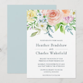 Convites Casamento Floral bonito Pastel Watercolor