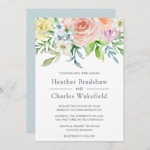 Convites Casamento Floral bonito Pastel Watercolor