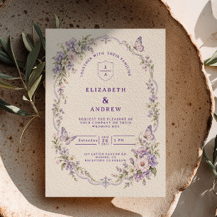 Convites Casamento Floral Borboleta Lilás