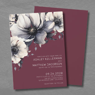 Convites Casamento Floral Borgonha