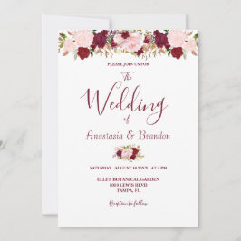 Convites Casamento Floral Borgonha