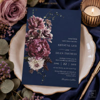 Casamento Floral Borgonha Azul Naval Escuro Temper