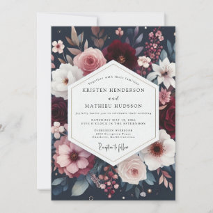 Convites Casamento Floral Borgonha em Flor
