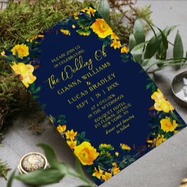 Convites Casamento Floral Botânico Amarelo Elegante