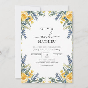 Convites Casamento Floral Botânico Amarelo-ouro
