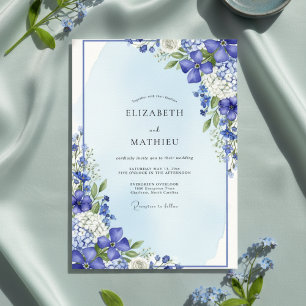 Convites Casamento Floral Botânico Azul