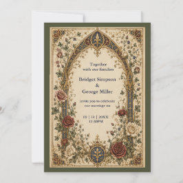 Convites Casamento Floral Botânico Azul Real Medieval