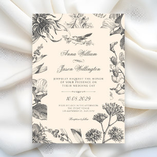 Convites Casamento floral botânico chinês vintage