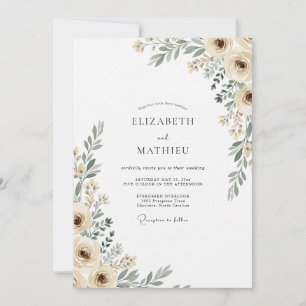 Convites Casamento Floral Botânico Creme