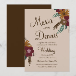 Convites Casamento Floral Botânico de Girassol Abelha Vinta