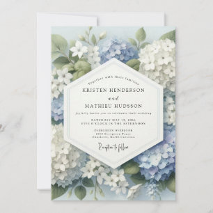 Convites Casamento Floral Botânico de Hortênsia Azul